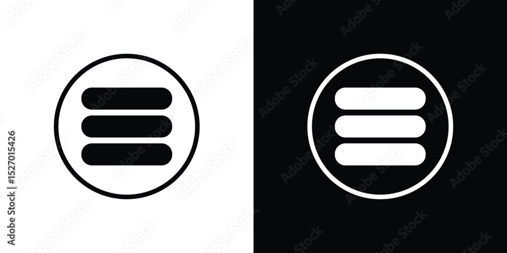 Poster menu list button icon in flat version on black and white background