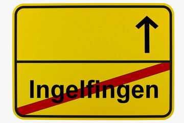Illustration eines Ortsausgangsschildes von Ingelfingen in Baden-Württemberg	