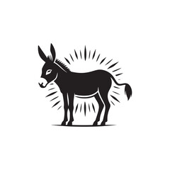 **"Charming Donkey Vector Silhouette: Rustic Farm Animal Design Featuring Distinctive Ears, Sturdy Frame, and Gentle Stance in Clean, Minimalist Style for Crafts and Digital Art"**
