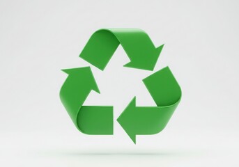 Fototapeta premium Green recycle symbol close up on white background