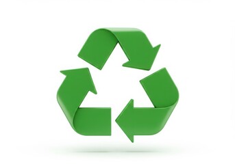 Fototapeta premium Green recycle symbol isolated on white background