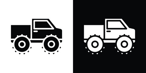 Monster truck icon in flat version on black and white background © Creatives