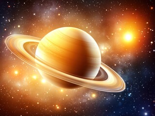 Ringed planet in vibrant cosmic expanse