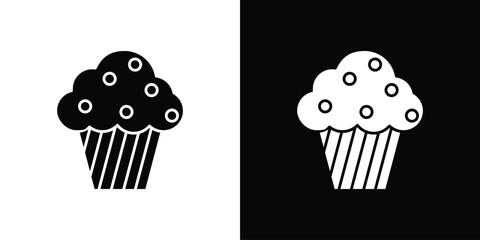 Muffin icon in flat version on black and white background