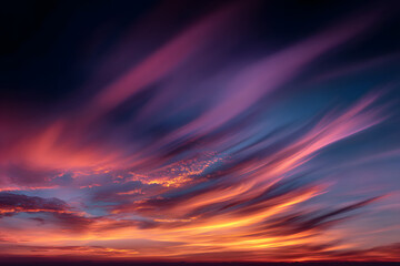Obraz premium Defocused sunset sky background with blurred panning motion.