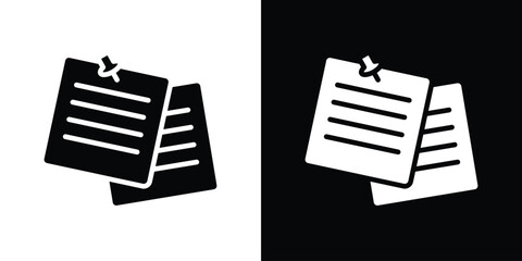 Note sticky icon in flat version on black and white background