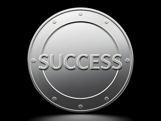 Metallic shield with bold reflective "SUCCESS" letters symbolizing resilience, strength, protection, and personal or professional achievement
