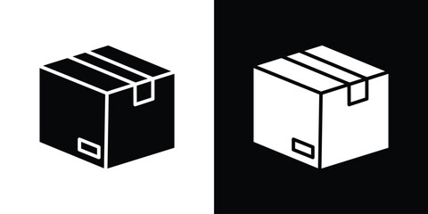 Package icon in flat version on black and white background