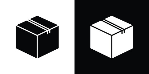 Package icon in flat version on black and white background