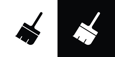 Paint brush icon in flat version on black and white background