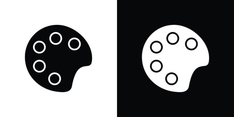 Palette icon in flat version on black and white background