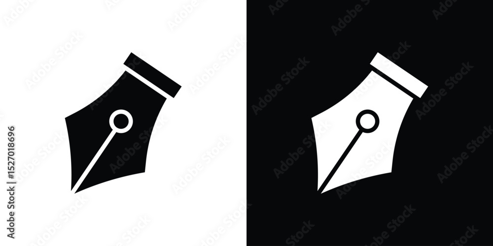 Poster pen nib icon in flat version on black and white background
