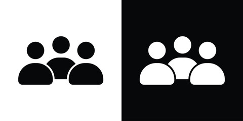 people icon in flat version on black and white background