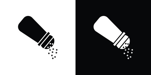 Pepper shaker icon in flat version on black and white background