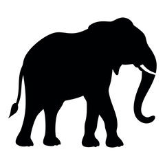 Fototapeta premium Black silhouette of an African elephant with tusks in side view vector illustration in EPS file format.