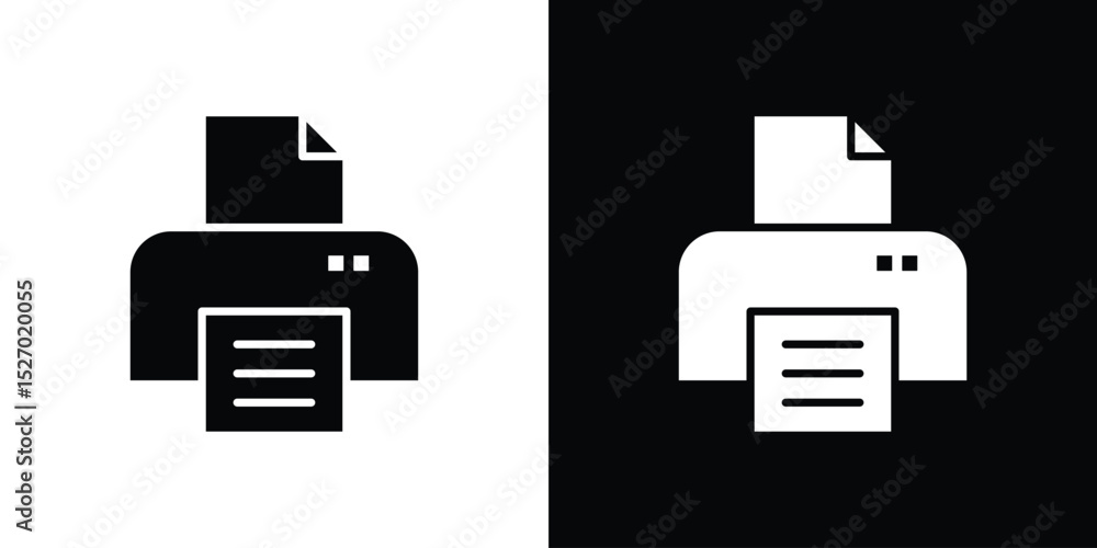 Aufkleber print button icon in flat version on black and white background