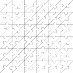 Puzzle with 72 pieces. The puzzle pieces are triangular in shape. Design background.