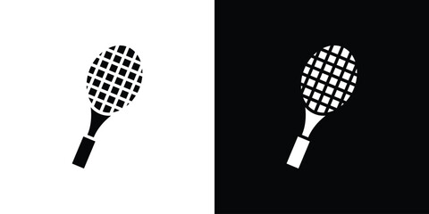 Racket icon in flat version on black and white background