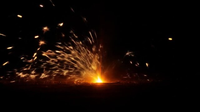 Sparks Fly from Thermite Reaction at Night