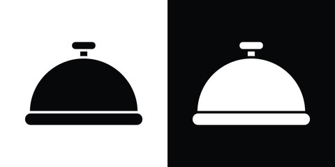 Reception bell icon in flat version on black and white background