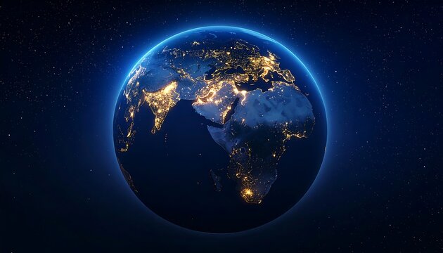 Earth at night, space view