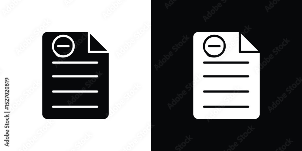 Poster remove document icon in flat version on black and white background