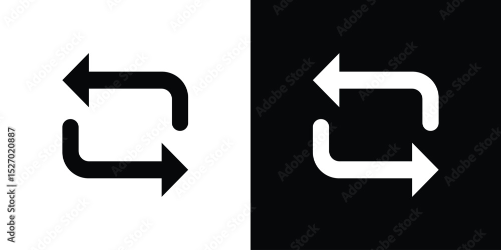 Poster replace icon in flat version on black and white background
