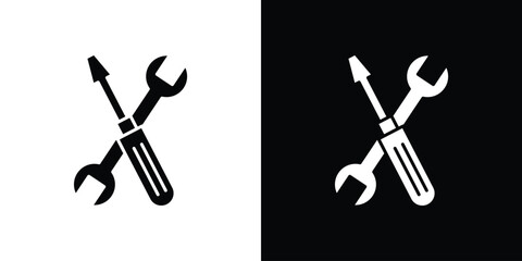 Repair tools icon in flat version on black and white background