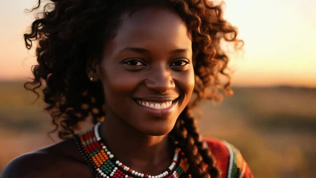 Joven mujer de etnia Zulú con una sonrisa 