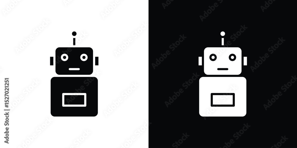 Fototapete robot icon in flat version on black and white background