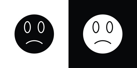 Sad icon in flat version on black and white background