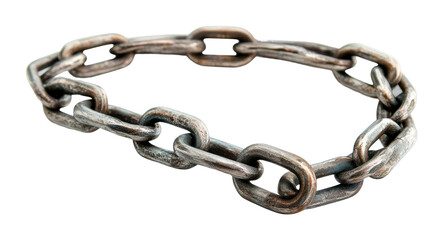 Obraz premium Chains of unity a close-up of metal links in industrial environment focus on strength cut out on transparent background