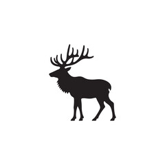 **"Majestic Elk Vector Silhouette: Strong Forest Mammal Design Featuring Impressive Antlers, Sturdy Build, and Noble Pose in Clean, Minimalist Style for Crafts and Digital Art"**
