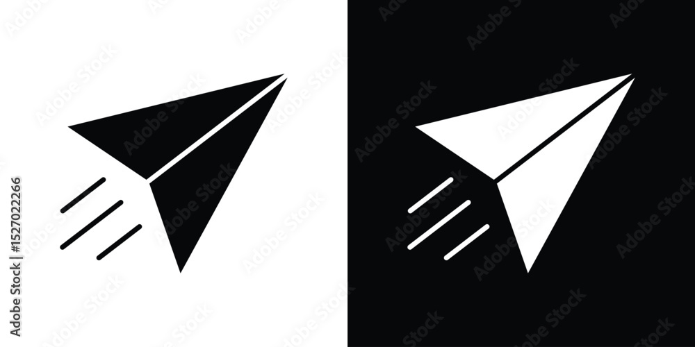 Poster send message icon in flat version on black and white background