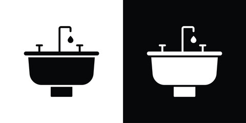 Sink icon in flat version on black and white background