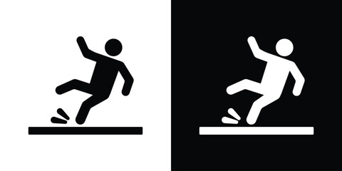 Slippery floor icon in flat version on black and white background