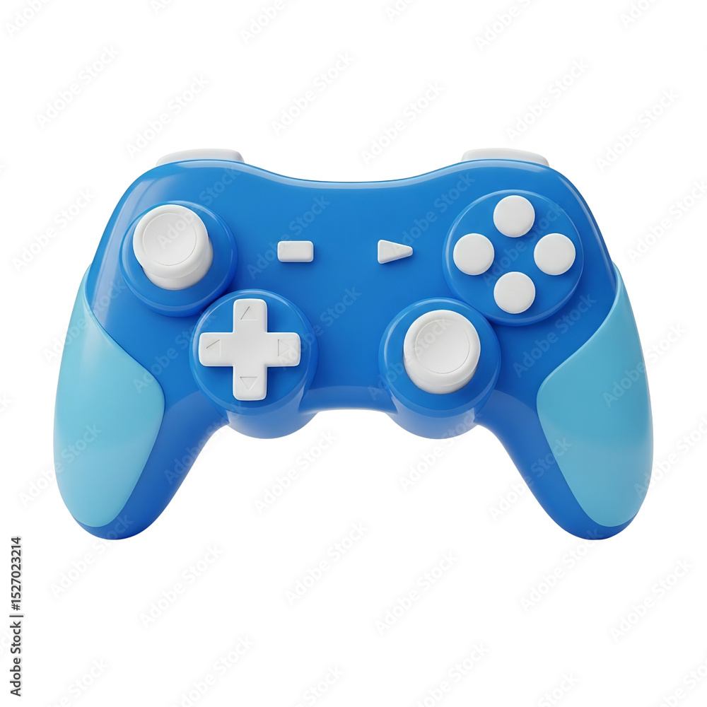 Poster gamepad icon 3d rendering blue joystick transparent background