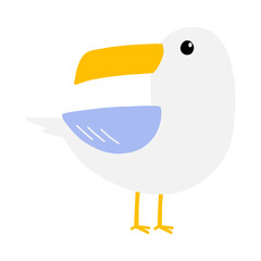 Cartoon Illustration of a White Seagull