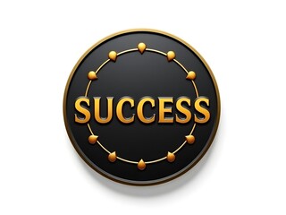 Black shield with bold golden "SUCCESS" letters representing achievement, prestige, victory, and strength in a sleek, modern design