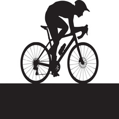 Silhouette of a cyclist riding a road bike with a water bottle against a white background image view