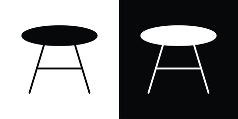 Stool icon in flat version on black and white background