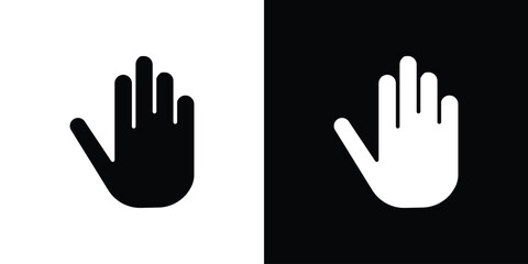 Stop icon in flat version on black and white background