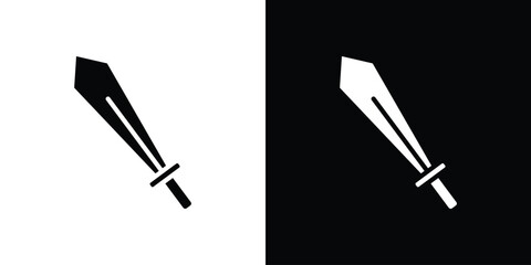 Sword icon in flat version on black and white background