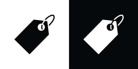 Tag icon in flat version on black and white background