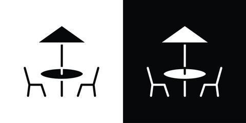 Terrace icon in flat version on black and white background