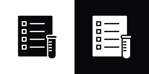 Test icon in flat version on black and white background