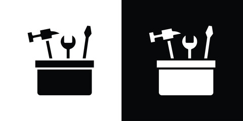 Toolbox icon in flat version on black and white background
