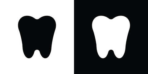Tooth icon in flat version on black and white background