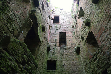 Old medieval castle ruins in England, UK 