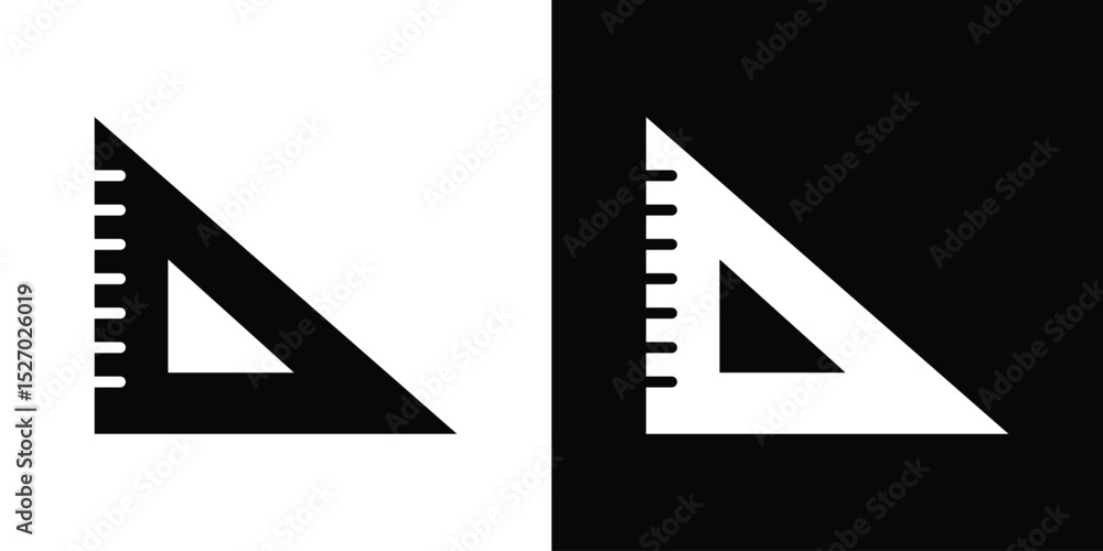 Aufkleber Triangle ruler icon in flat version on black and white background